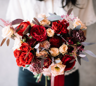 Red Wine Tied Bouquet